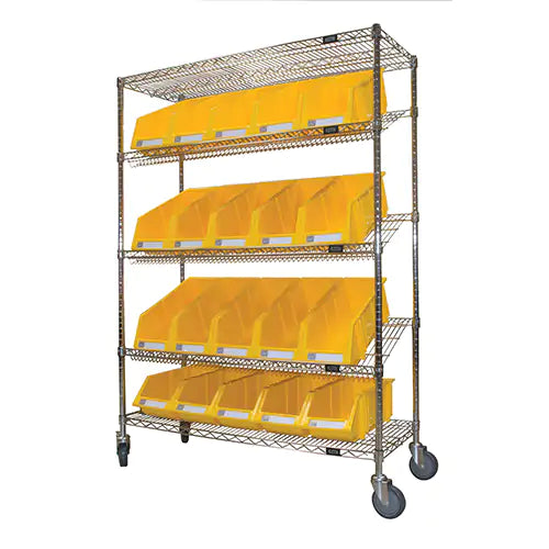 Slanted Wire Shelf Cart with Bins - RN606