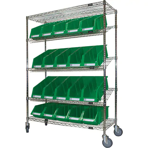 Slanted Wire Shelf Cart with Bins - RN607