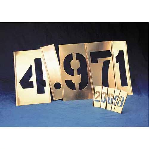 Gothic Brass Interlocking Stencils - Numbers Only - 15 Piece Set 4" - 10014