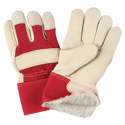 Red & White Premium Winter-Lined Fitters Gloves Large - SAO053