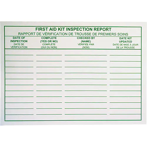 First Aid Kit Inspection Report Cards - SAY532