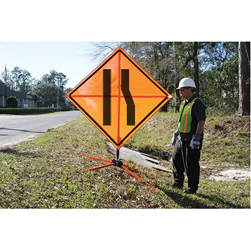 Tilt-Adjust™ Merge Left Roll-Up Construction Sign - FRC309FL