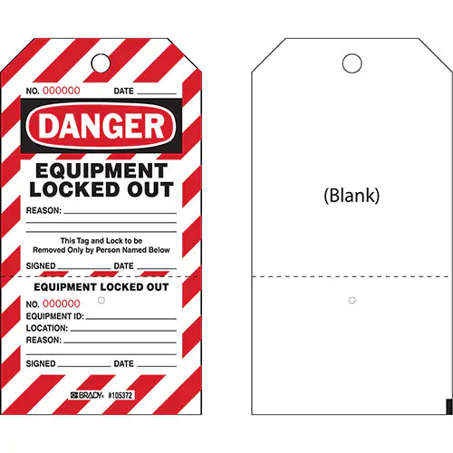 "Danger Equipment Locked Out" Two-Part Perforated Tags - CLT2