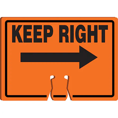 "Keep Right" Cone Top Warning Sign - FBC772