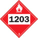 1203 Gasohol & Gasoline Flammable Liquid TDG Placard 10 3/4" x 10 3/4" - 09082 1203