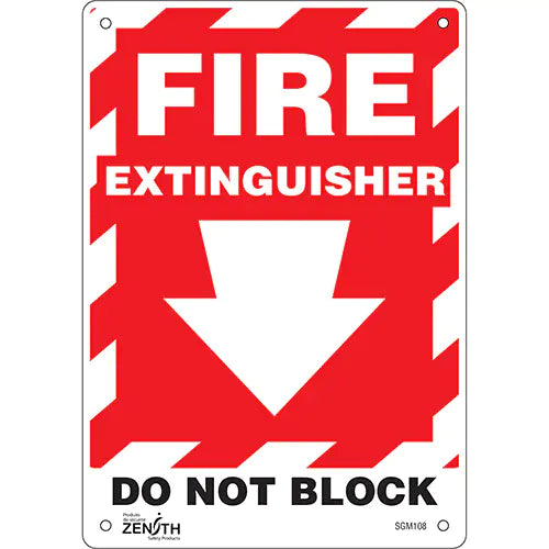 "Fire Extinguisher Do Not Block" with Down Arrow Sign - SGM108