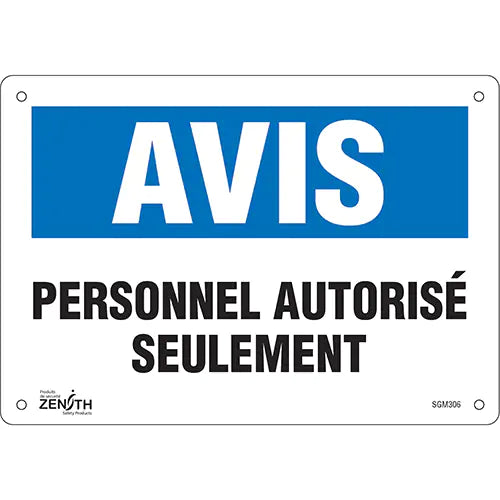 "Personnel Autorisé Seulement" Sign - SGM306