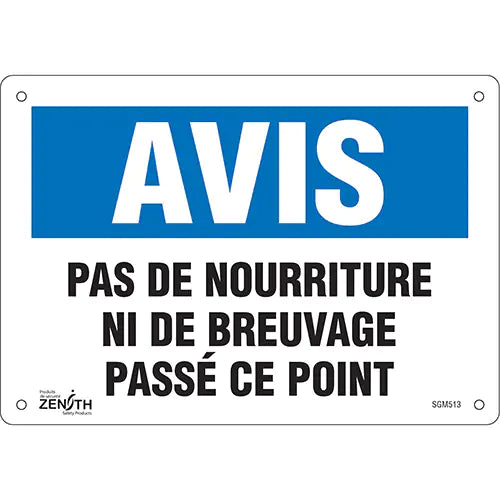 "Pas de Nourriture" Sign - SGM513