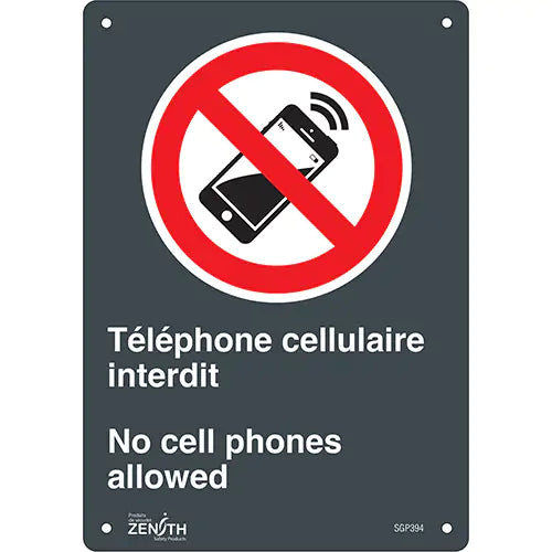 "Téléphone cellulaire interdit /No Cell Phones" Sign - SGP394
