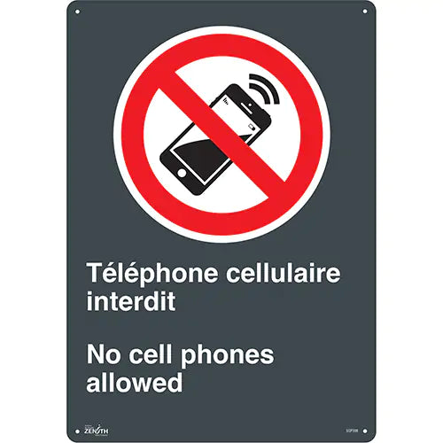 "Téléphone cellulaire interdit /No Cell Phones" Sign - SGP398