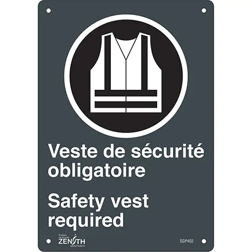 "Port du dossard obligatoire/Safety Vest Required" Sign - SGP402
