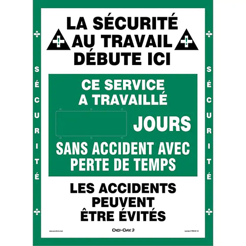 "Jours sans accident" Digi-Day® 3 Electronic Signal Scoreboard - FRSCK110