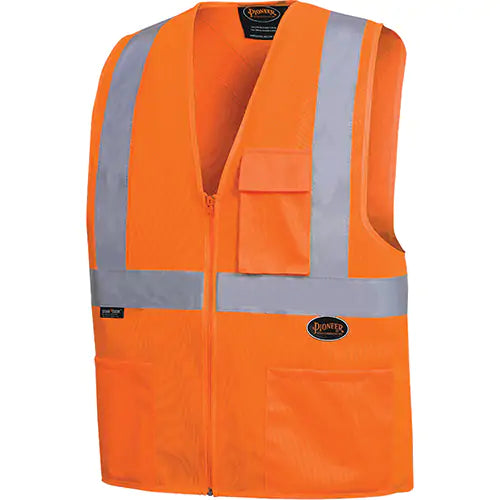 Zipper Front Safety Vest with 2" Tape Large - V1030850-L