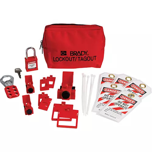 Electrical Lockout Tagout Kit with Nylon Safety Padlock in Pouch - 153669
