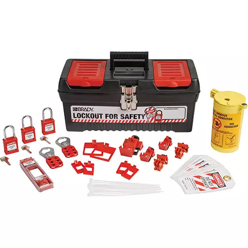 Electrical Lockout Tagout Kit with Nylon Safety Lockout Padlocks in Toolbox - 153670