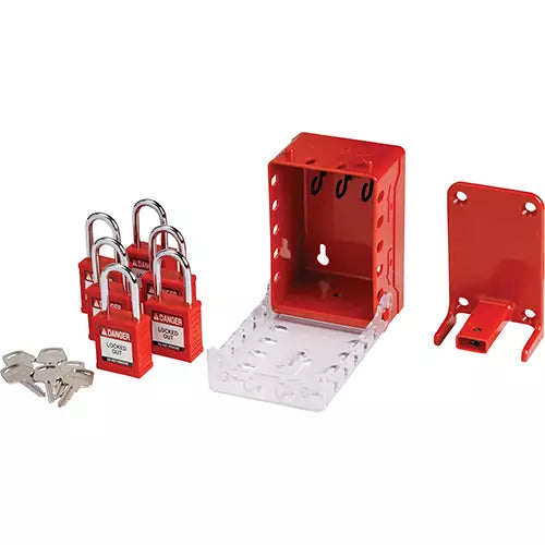 Ultra Compact Group Lockout Box with Nylon Safety Lockout Padlocks - 153674