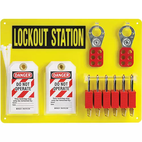 Lockout Board with Keyed Alike Nylon Safety Lockout Padlocks - 153680