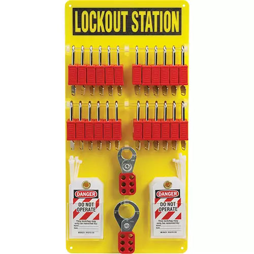 Lockout Board with Keyed Different Nylon Safety Lockout Padlocks - 153687