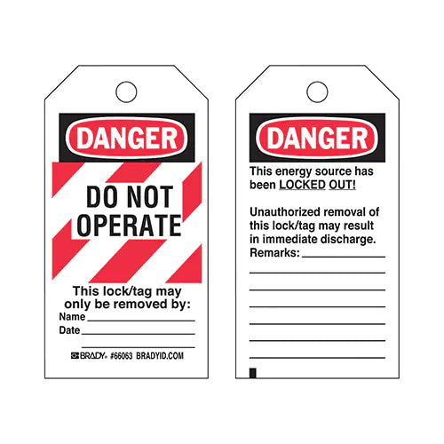"Do Not Operate" Lock-Out Tag - 65520