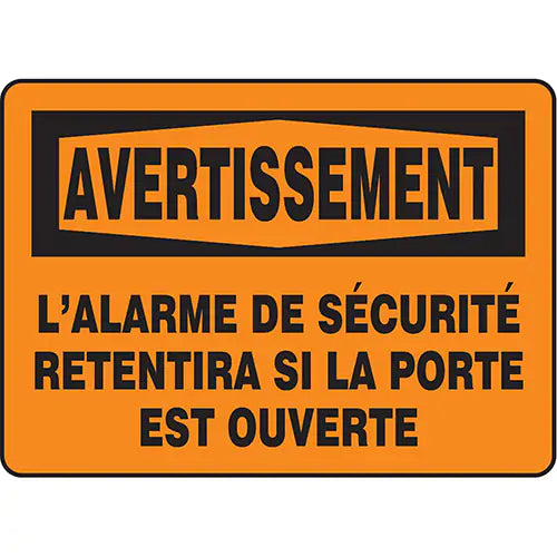 "L'alarme de sécurité retentira" Sign - FRMABR302VP