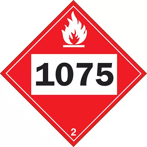 1075 Liquefied Petroleum Flammable Gas TDG Placard 10-3/4" - 09092R1075