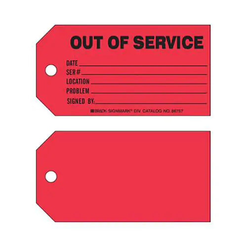 "Out of Service" Production Tag - 86757