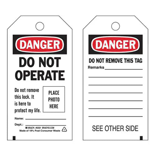 Self-Laminating "Do Not Operate" Tags - 65501