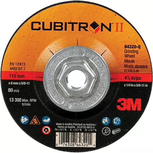 Cubitron™ II Quick Change Depressed Centre Grinding Wheel 64320 5/8"-11 - AB66596