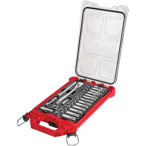 Ratchet & Socket Set with Packout™ Low-Profile Compact Organizer 3/8" - 48-22-9482