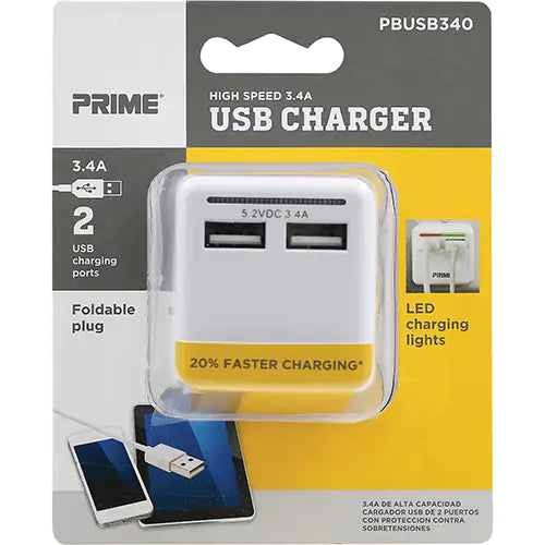 Prime® High-Speed USB Charger - PBUSB340