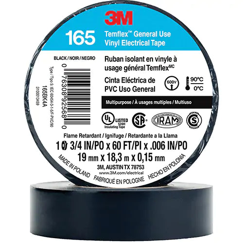 Temflex™ General Use Vinyl Electrical Tape 165 - 165BK4A
