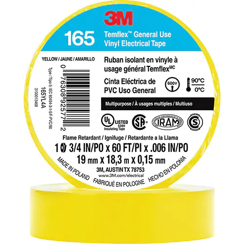 Temflex™ General Use Vinyl Electrical Tape 165 - 165YL4A