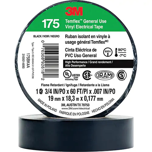 Temflex™ General Use Vinyl Electrical Tape 175 - 175BK4A